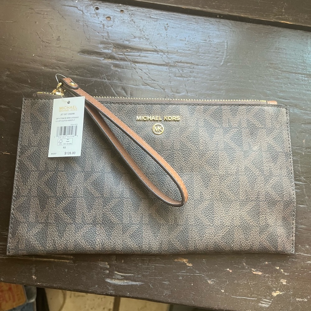 Michael Kors Brown Wristlet Clutch - Picture 2 of 6